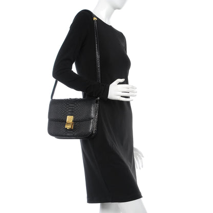 Celine Python Medium Classic Box Flap Bag Black 2 of 6