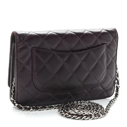 Chanel Lambskin Quilted Wallet On Chain WOC Burgundy 3 of 17