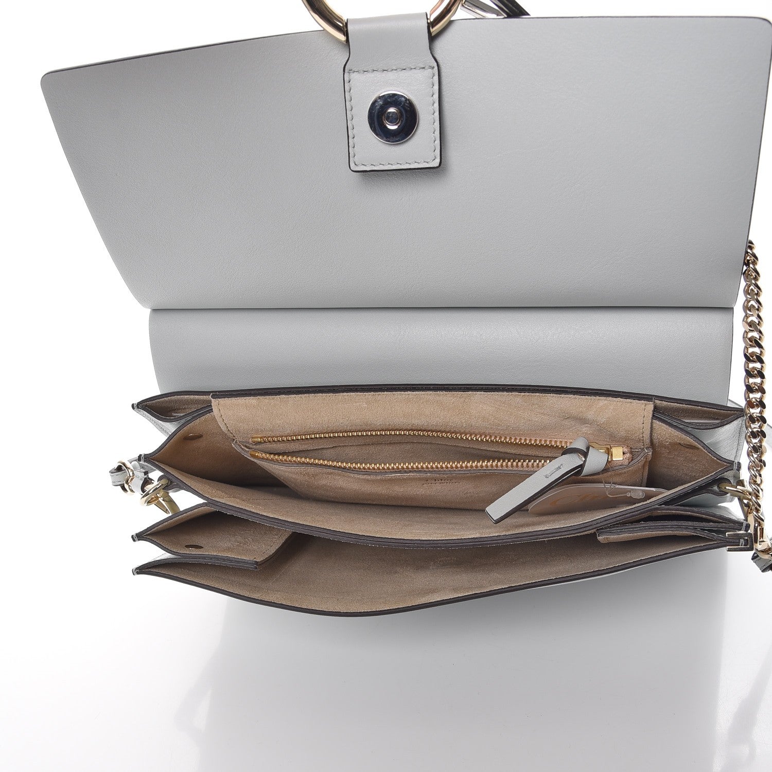 Chloe Calfskin Suede Medium Faye Shoulder Bag Airy Grey 1 of 3