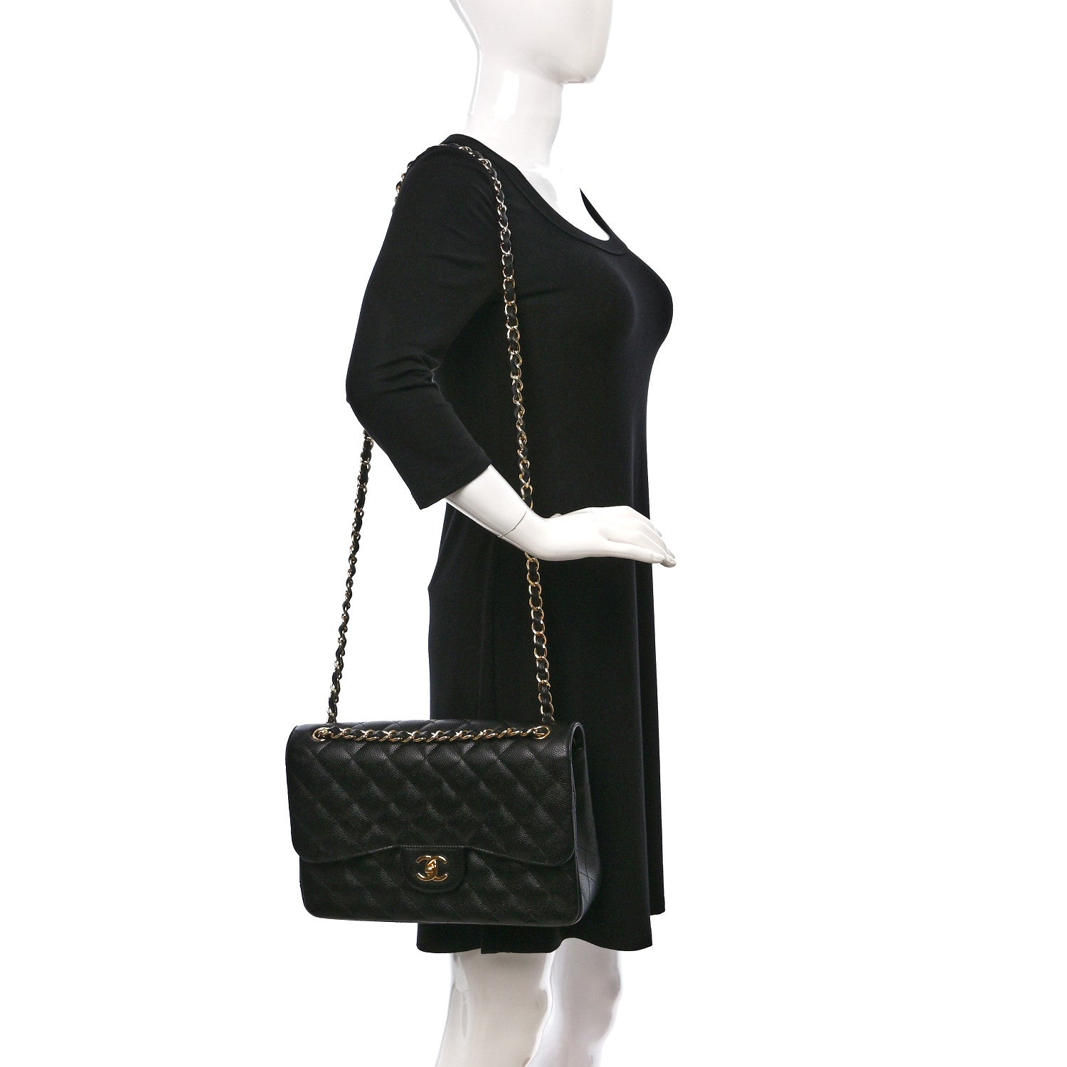 Chanel Caviar Quilted Jumbo Double Flap Black 2 of 11