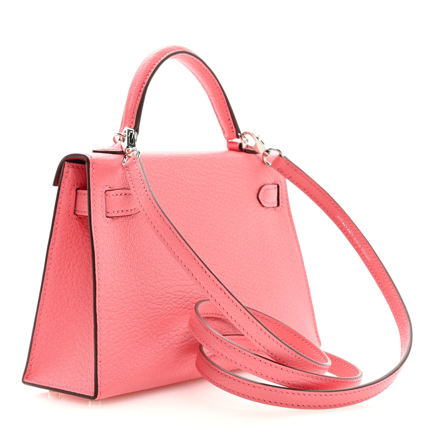 Hermes Chevre Mysore Verso Mini Kelly Sellier 20 Rose D'Ete Rouge H 2 of 9