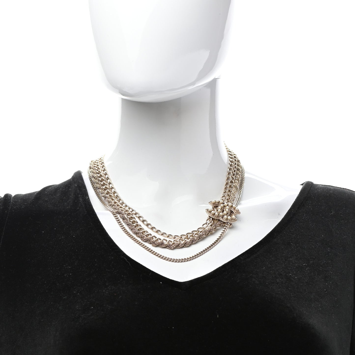 Pearl CC Multi Strand Necklace Gold