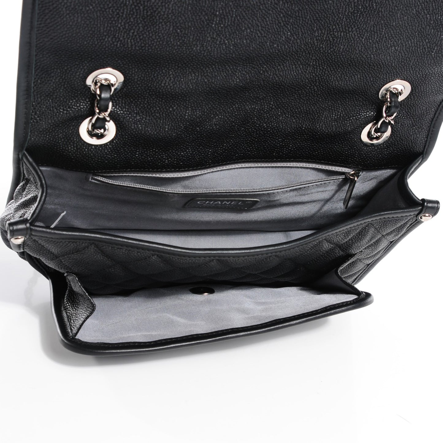 Caviar Quilted Medium French Riviera Flap Black