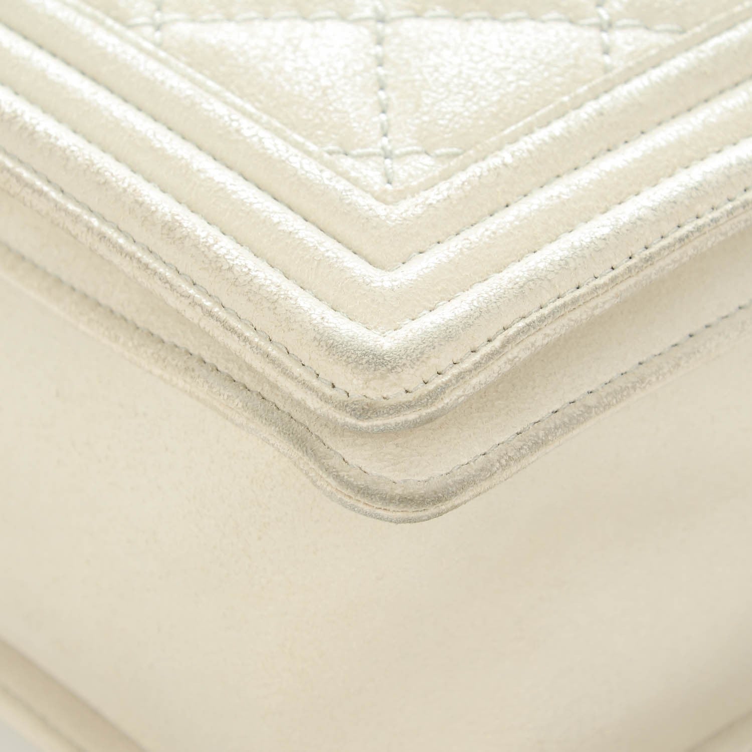 Chanel Goatskin Quilted Large Gentle Boy Flap Dark White 5 of 15