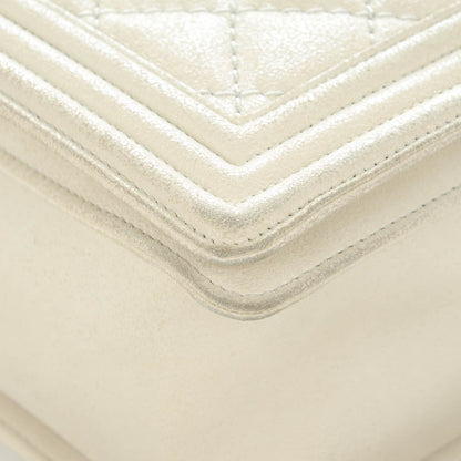 Chanel Goatskin Quilted Large Gentle Boy Flap Dark White 5 of 15