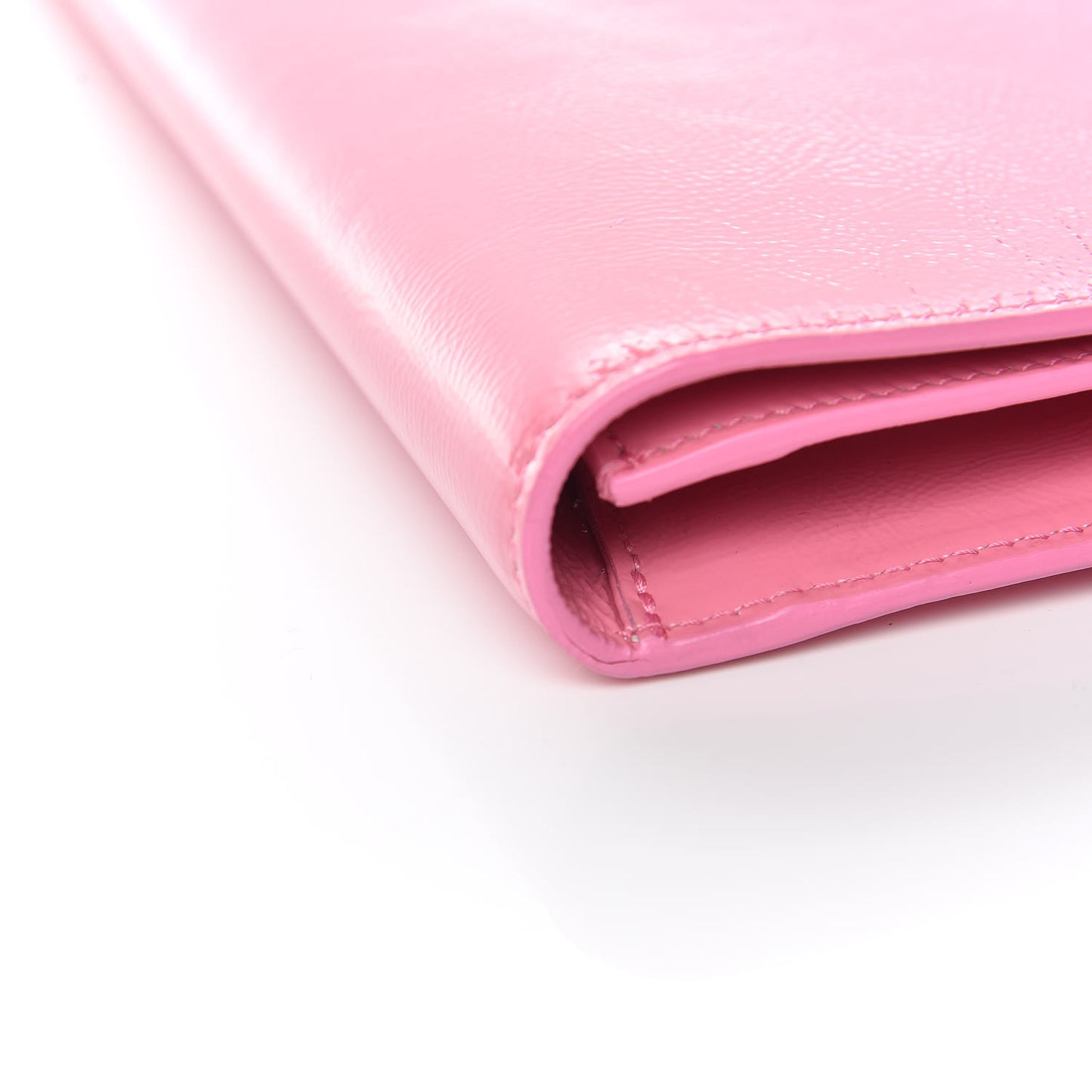 Textured Patent Large Belle De Jour Clutch Indian Pink