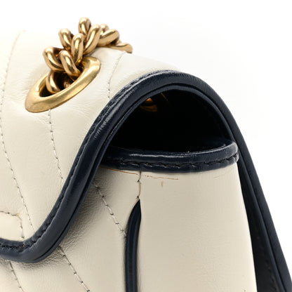 Gucci Vintage Effect Calfskin Matelasse Diagonal Medium Torchon GG Marmont Shoulder Bag Mystic White Blue Agata 12 of 12