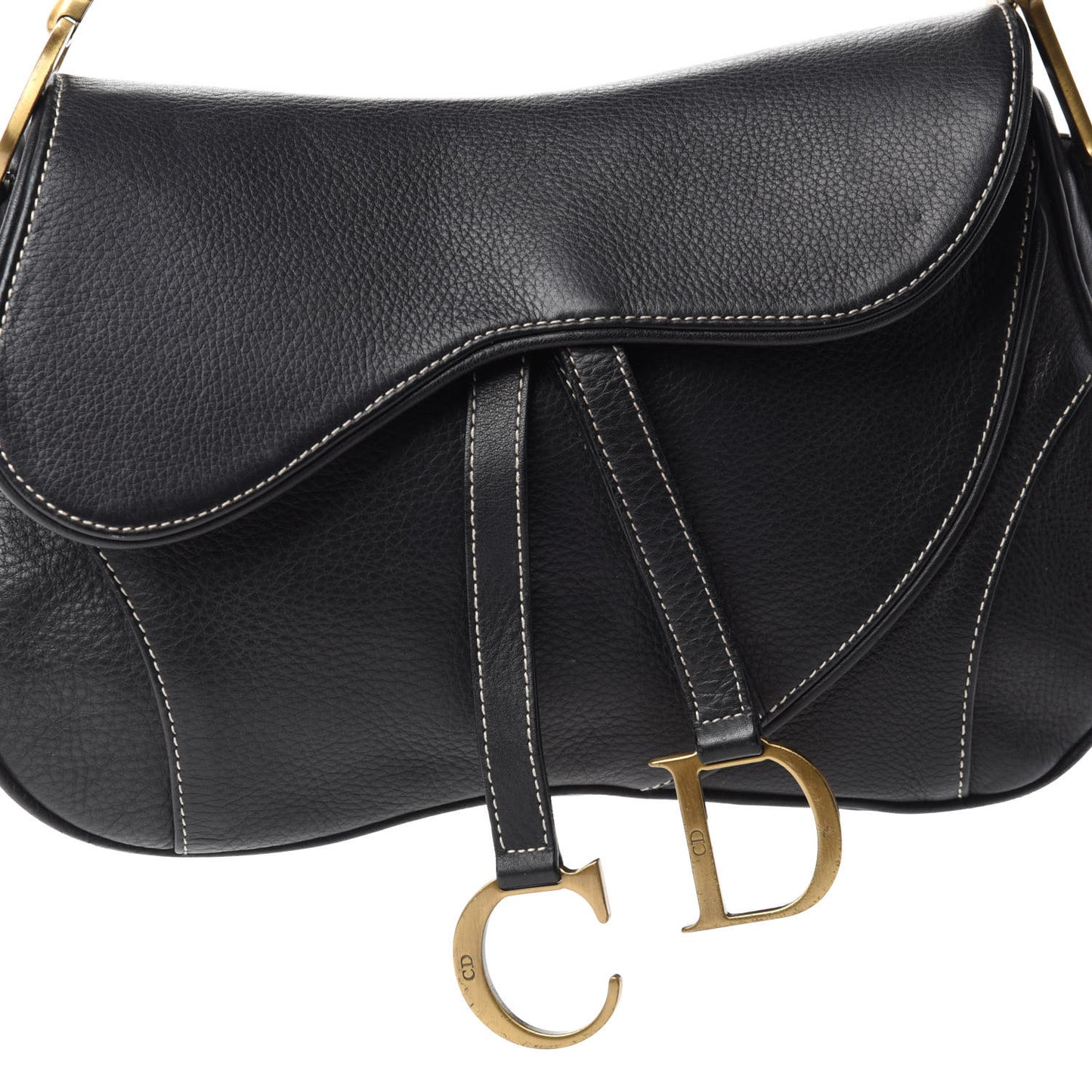 Calfskin Double Saddle Bag Black