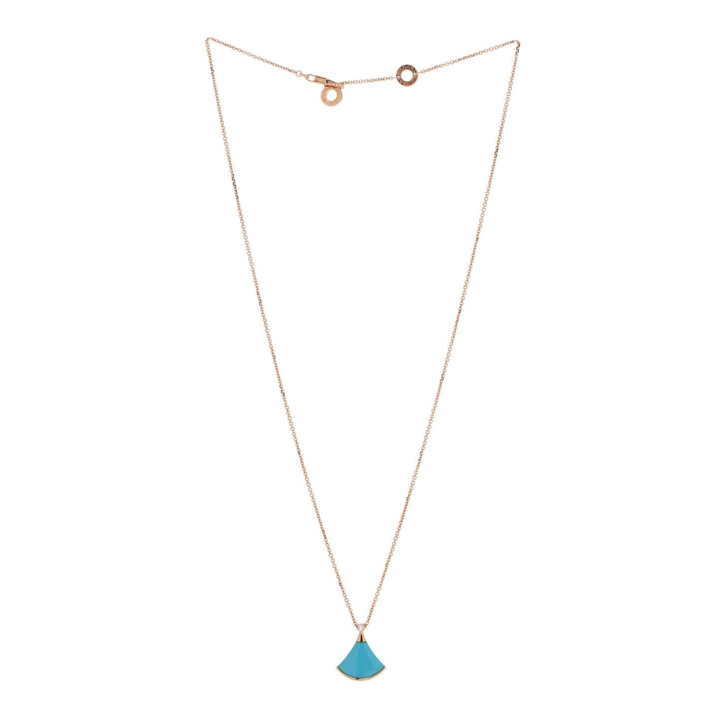18K Rose Gold Diamond Turquoise Divas' Dream Pendant Necklace