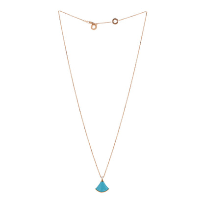 Bulgari 18K Rose Gold Diamond Turquoise Divas' Dream Pendant Necklace 3 of 4