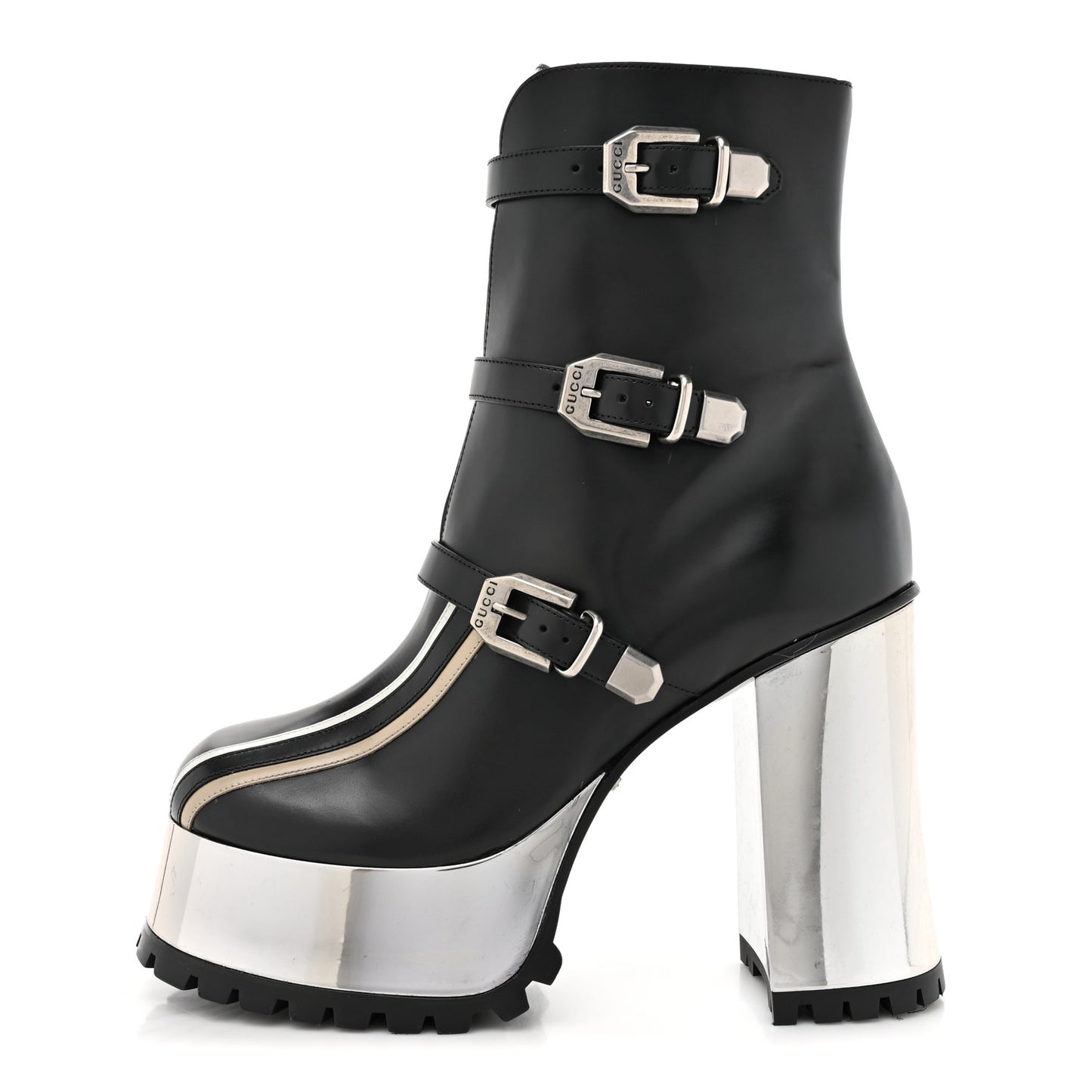 Cordovan Lux Platform Ankle Boots 40 Black Oatmeal White