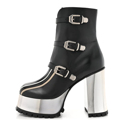 Gucci Cordovan Lux Platform Ankle Boots 40 Black Oatmeal White 1 of 11