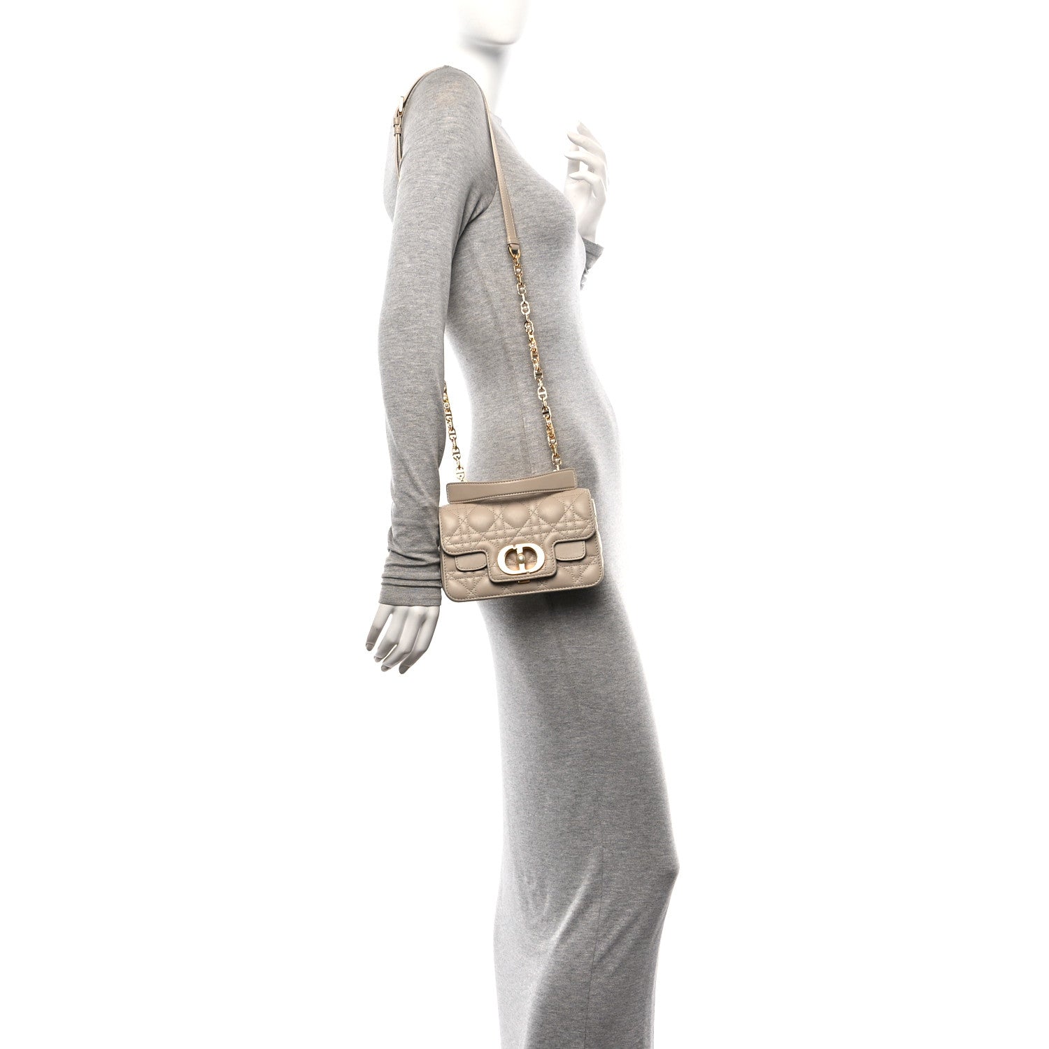 Christian Dior Lambskin Cannage Mini Jolie Top Handle Bag Beige 2 of 10