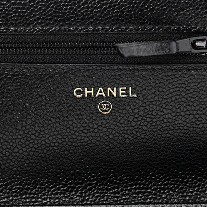 Chanel Shiny Caviar Quilted Chain Melody Wallet On Chain WOC Black 10 of 25