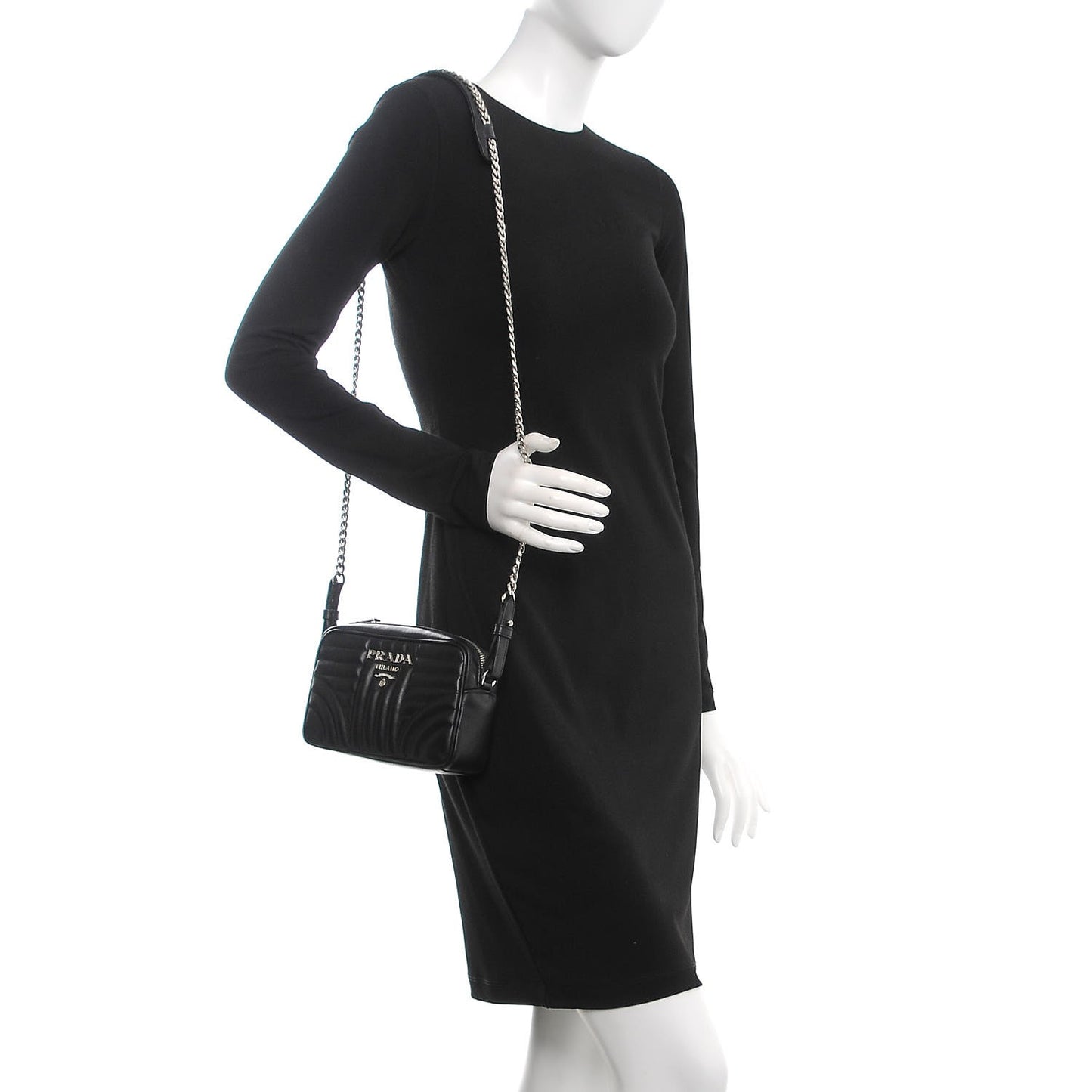 Soft Calfskin Diagramme Crossbody Bag Black
