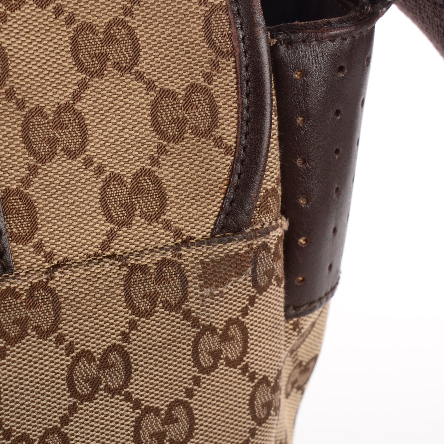 Monogram Medium Double Buckle Flap Messenger Bag Beige Dark Brown