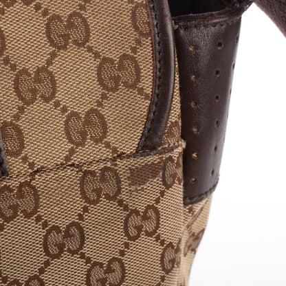 Gucci Monogram Medium Double Buckle Flap Messenger Bag Beige Dark Brown 6 of 11