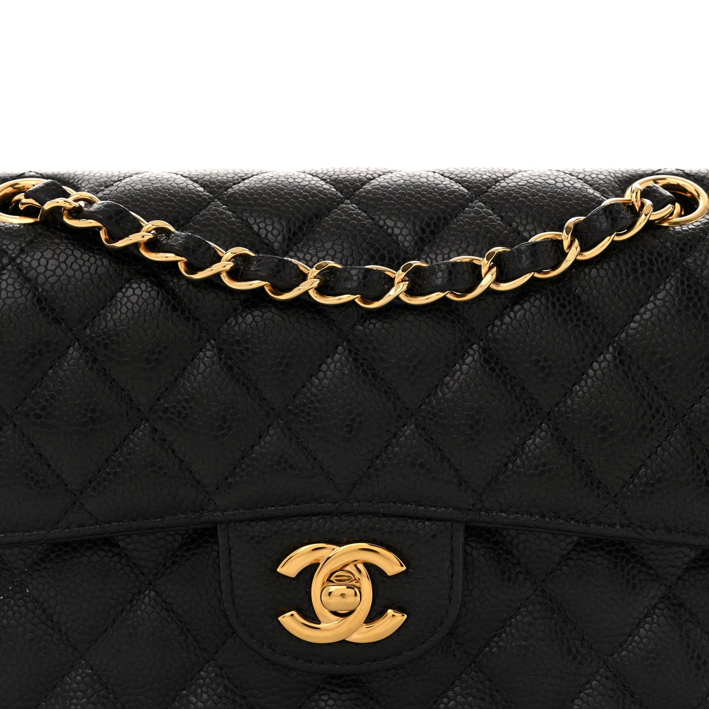 Caviar Quilted Small Double Flap Black