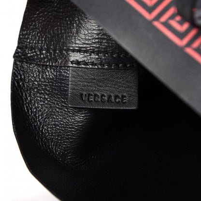 Versace Calfskin Stripe Greek City Key Tote Black 8 of 9