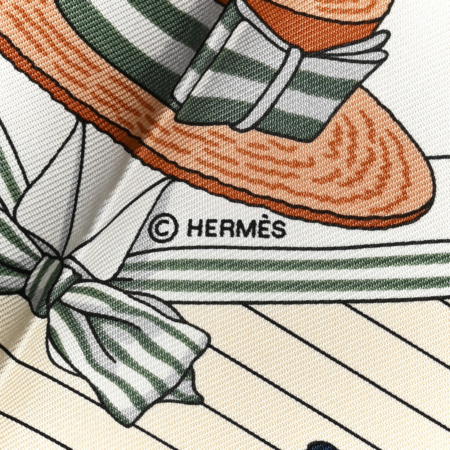 Hermes Silk Les Becanes Scarf 45 White Vert Bleu 4 of 5