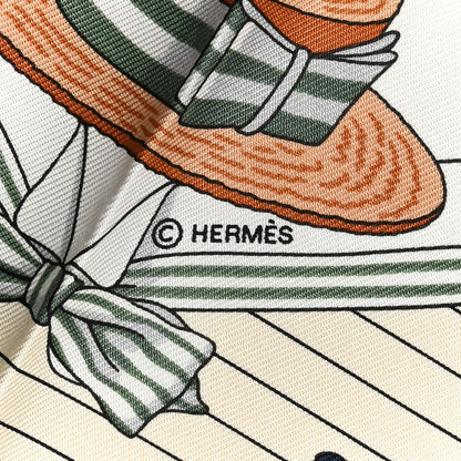 Hermes Silk Les Becanes Scarf 45 White Vert Bleu 4 of 5