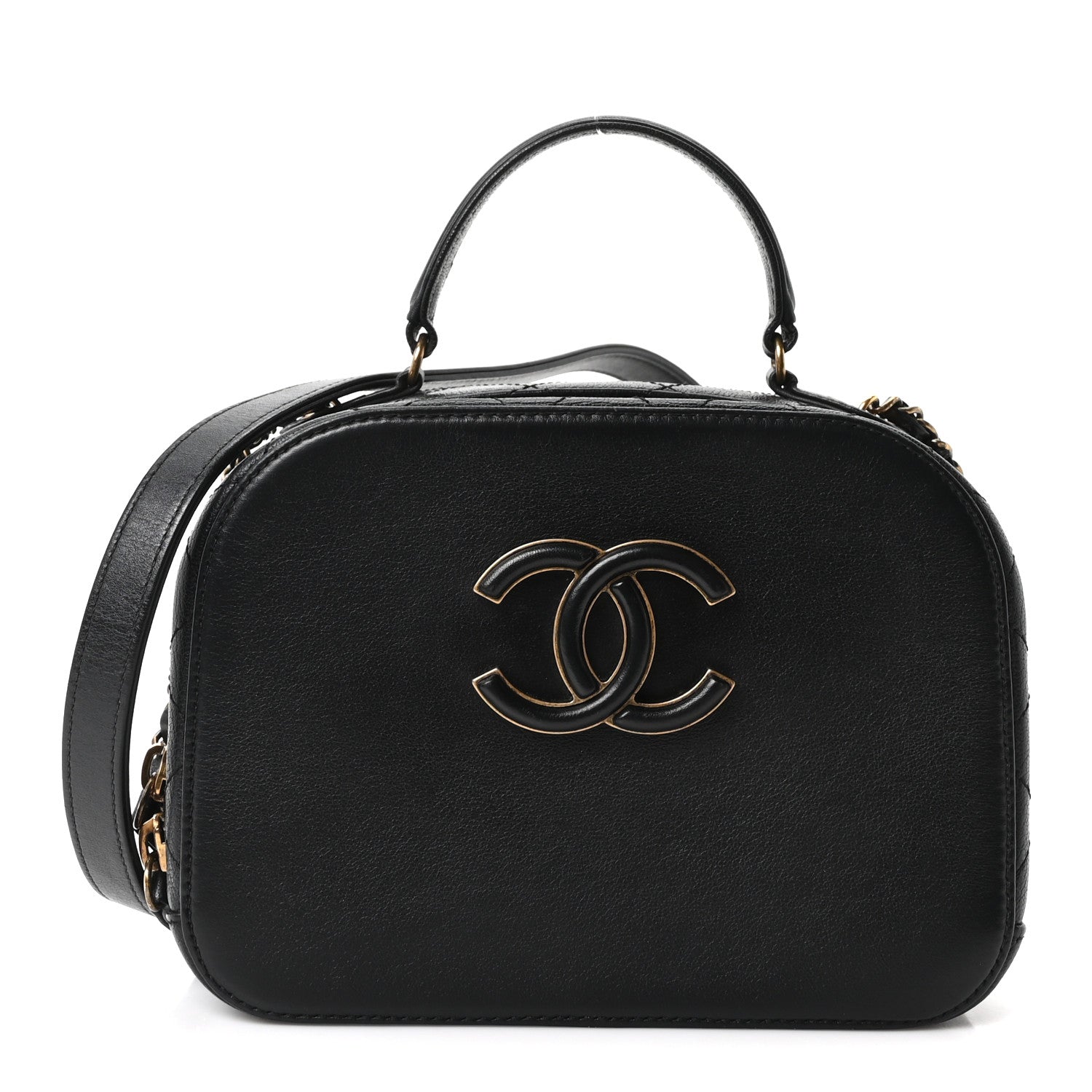 Chanel Shiny Calfskin Goatskin Small Coco Curve Vanity Bag Black 1 of 11