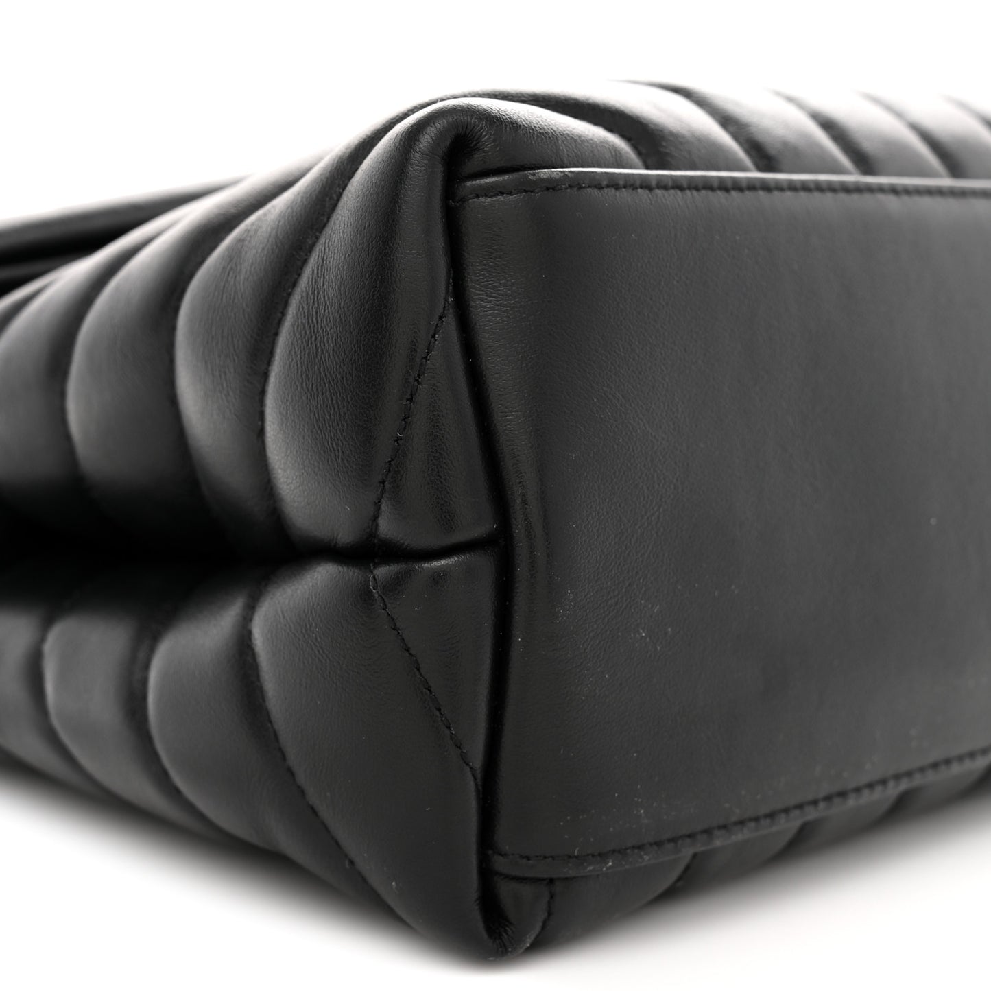 Calfskin Y Quilted Monogram Monochrome Medium Loulou Chain Satchel Black