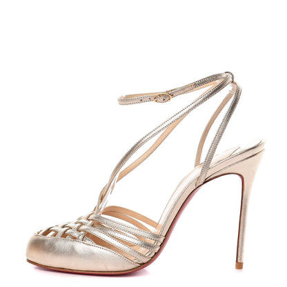 Christian Louboutin Nappa Laminato France 100 Pump 38.5 Gold 1 of 7