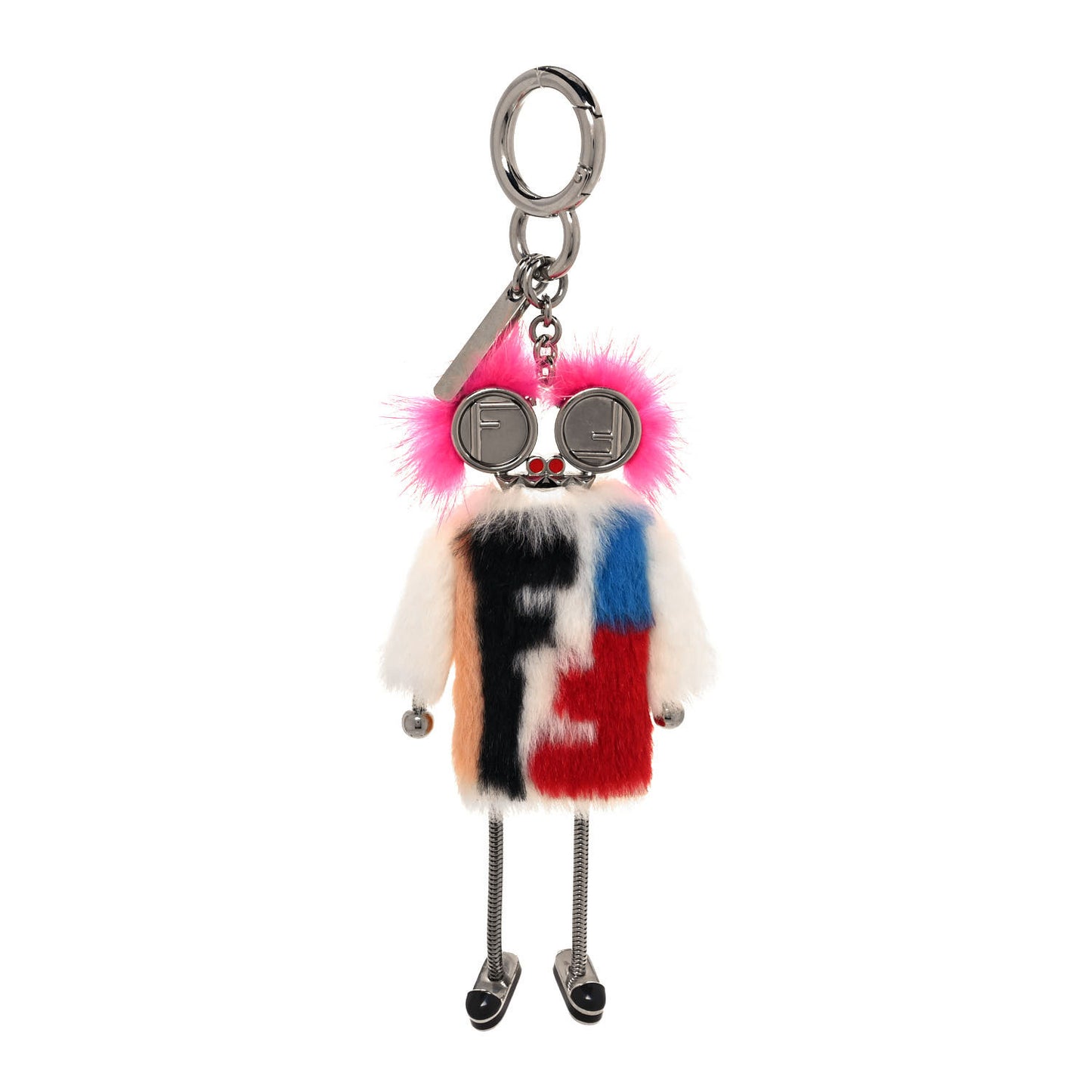 Calfskin Mink Fox Fur Witches Charm Pink Multicolor
