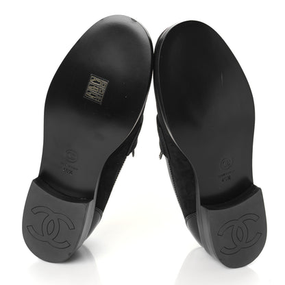Chanel Patent Calfskin Suede Kidskin CC Loafers 40.5 Black 6 of 9