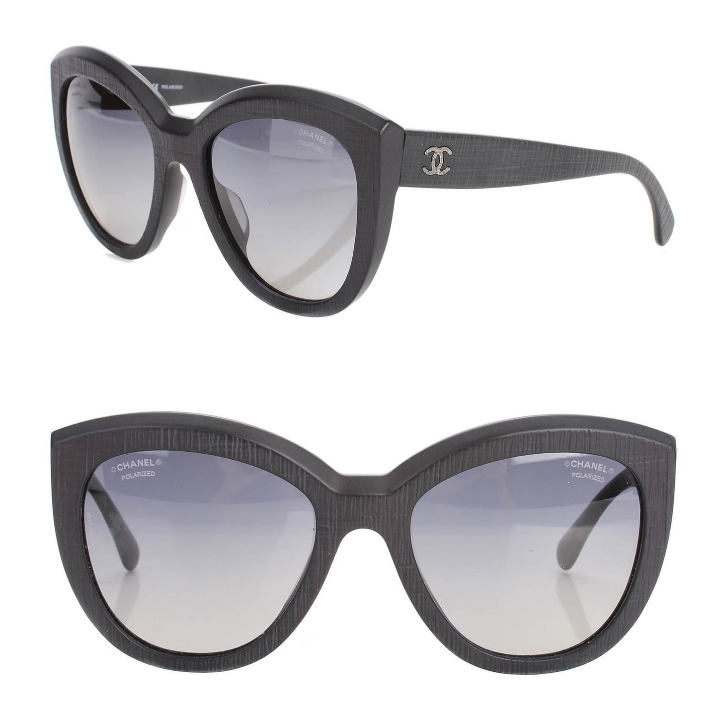 Tweed Effect CC Polarized Butterfly Signature Sunglasses 5332-A Black