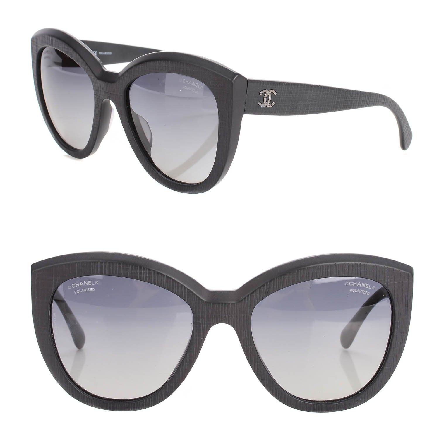 Chanel Tweed Effect CC Polarized Butterfly Signature Sunglasses 5332-A Black 1 of 6