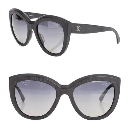 Chanel Tweed Effect CC Polarized Butterfly Signature Sunglasses 5332-A Black 1 of 6