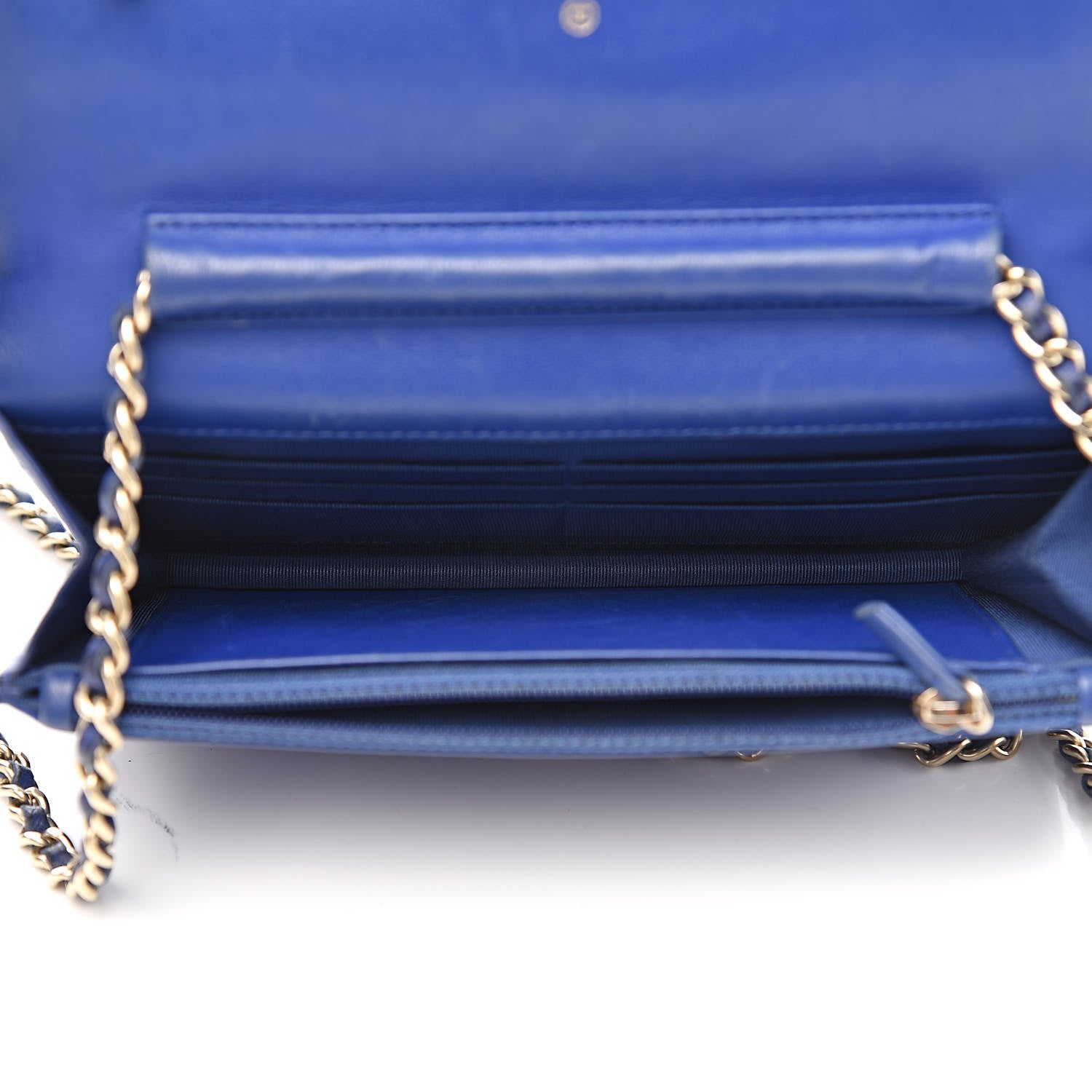 Chanel Lambskin Quilted Wallet On Chain WOC Dark Blue 5 of 18