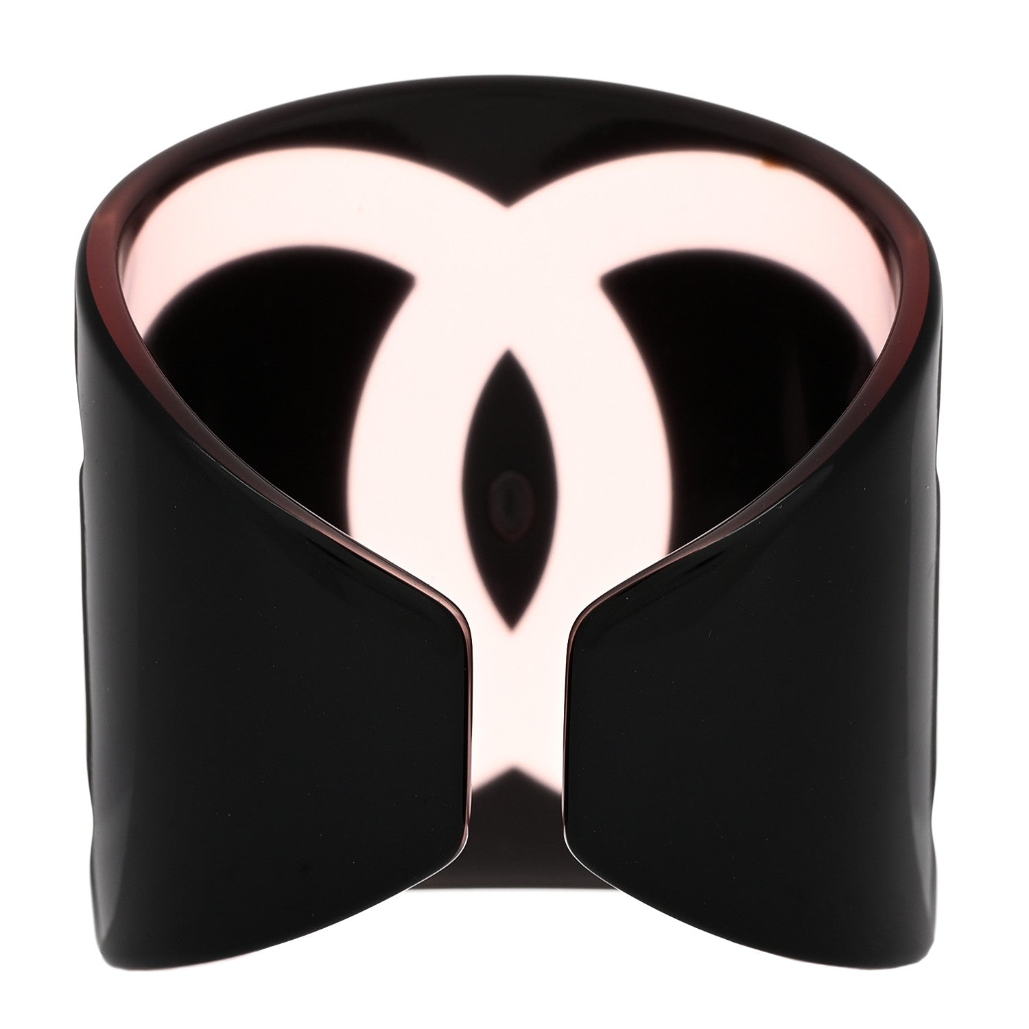 Chanel Resin CC Wide Cuff Black Pink 2 of 4