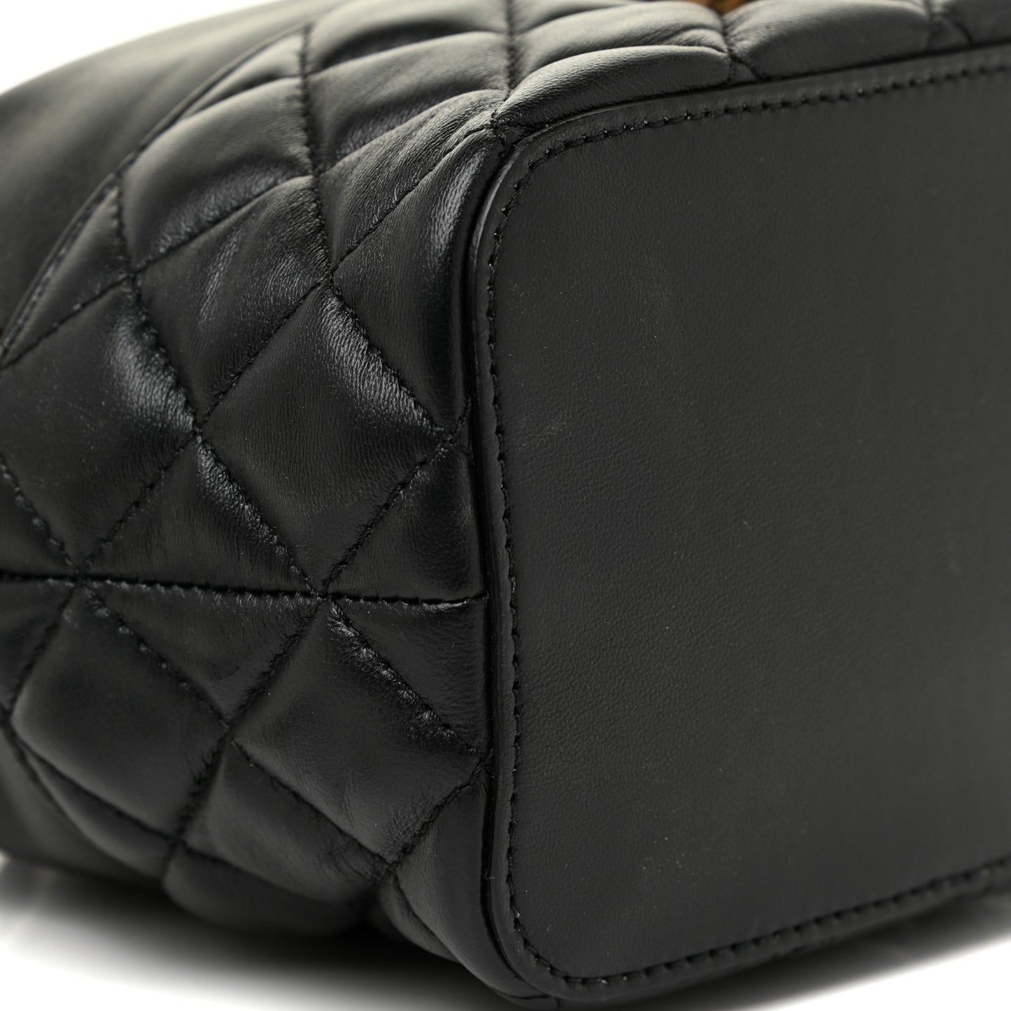 Nappa Quilted Medusa Bucket Bag Black