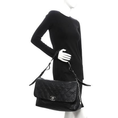 Chanel Grained Calfskin Stitched Medium Braided With Style Flap Black 2 of 7