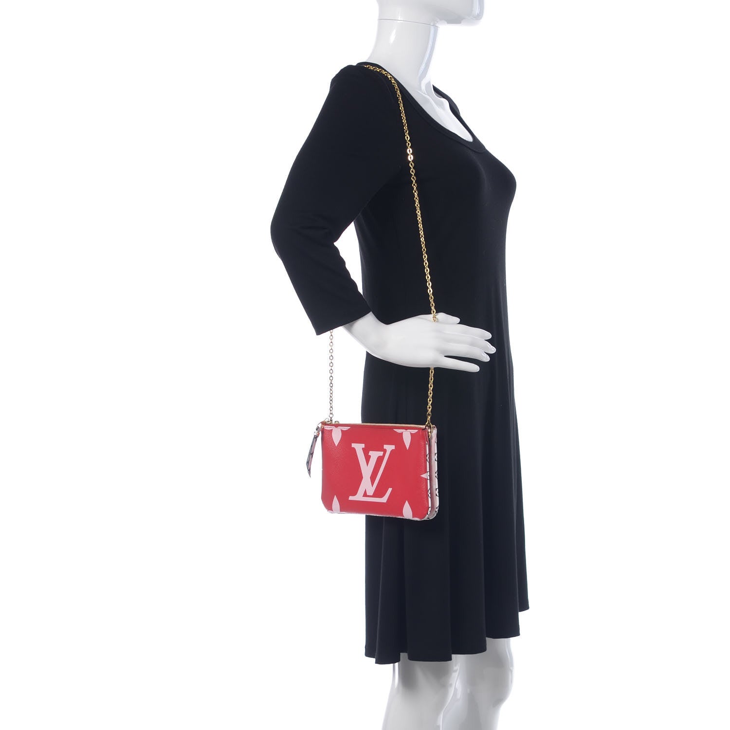 Louis Vuitton Monogram Giant Double Zip Pochette Rouge 2 of 10