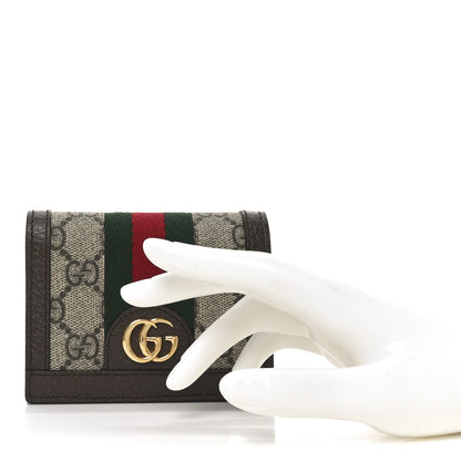 Gucci GG Supreme Monogram Web Ophidia Card Case Beige New Acero 2 of 8