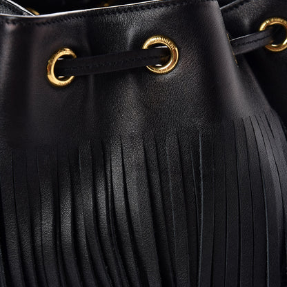 Saint Laurent Calfskin Small Emmanuelle Fringe Bucket Bag Black 8 of 10