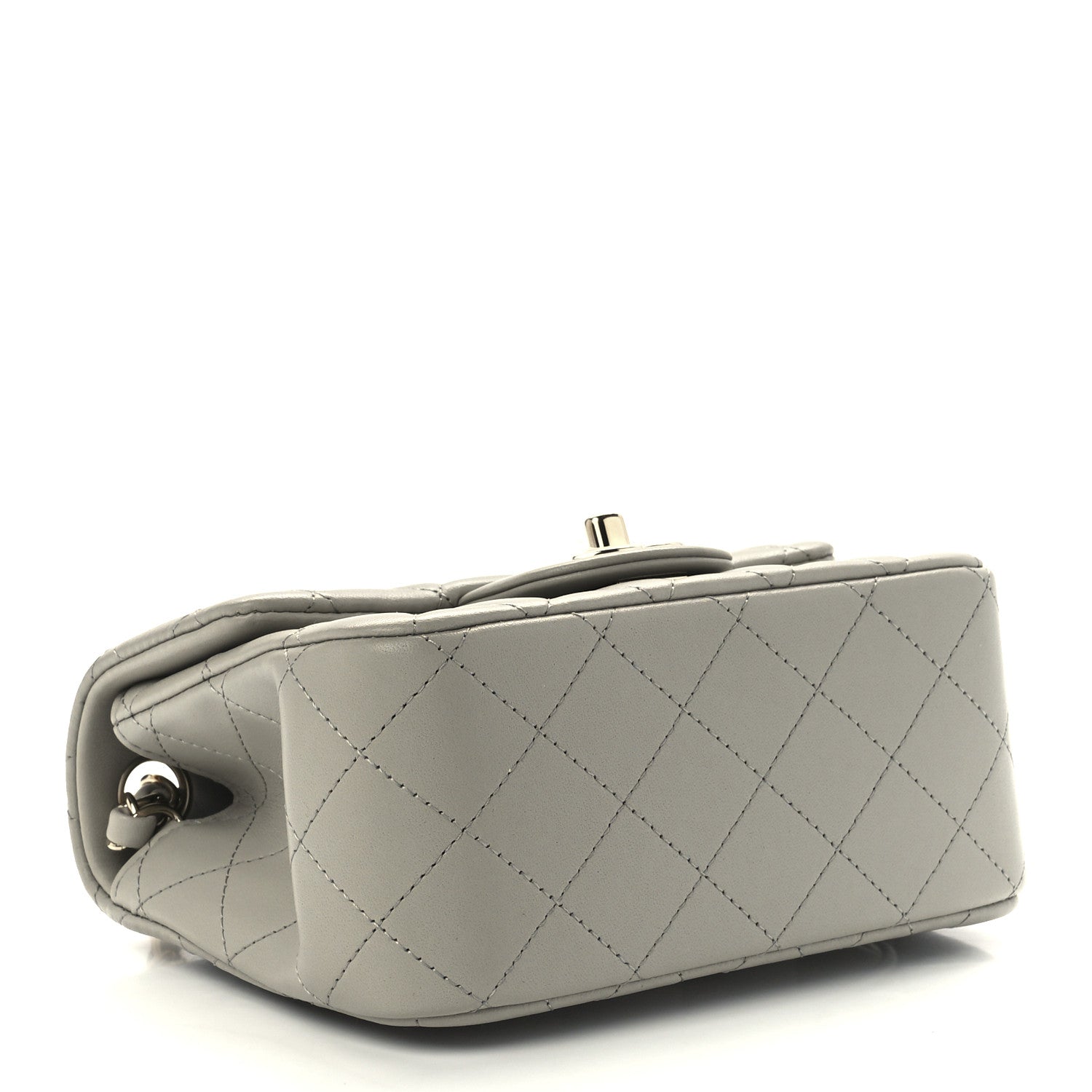 Chanel Lambskin Quilted Mini Square Flap Light Grey 4 of 13