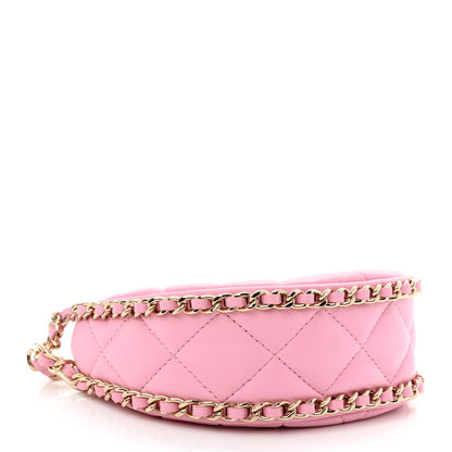Chanel Lambskin Quilted Mini Chain Around Hobo Pink 4 of 11