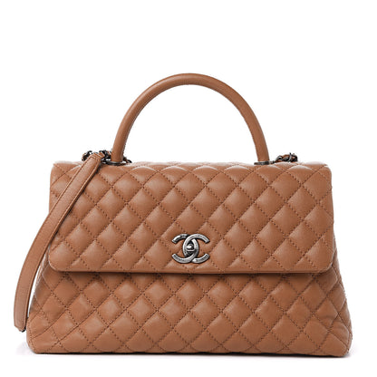 Chanel Caviar Quilted Medium Coco Handle Flap Camel 1 of 12