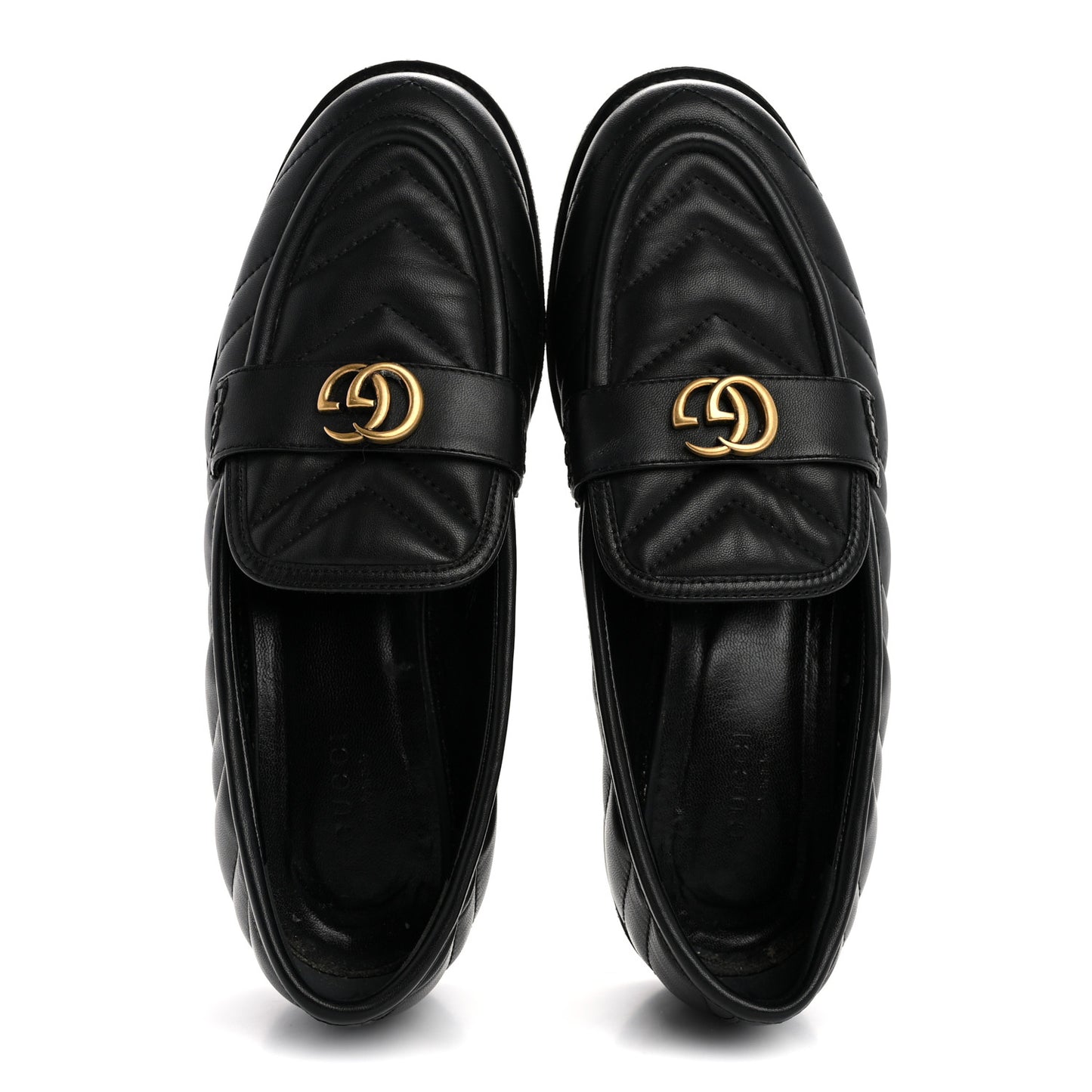 Nappa Matelasse Double G Marmont Loafers 37 Black