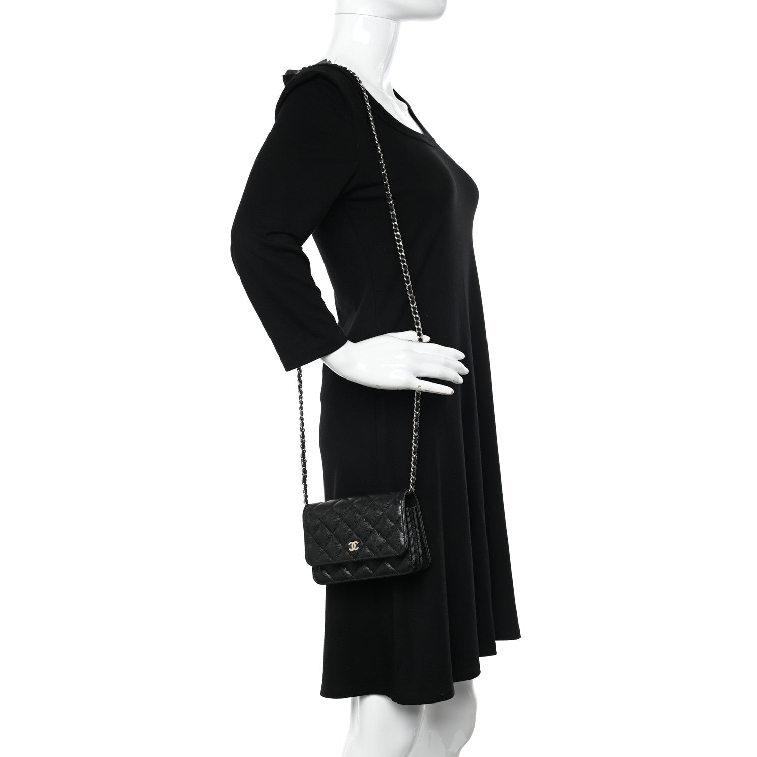 Chanel Caviar Quilted Mini Wallet On Chain WOC Black 3 of 11
