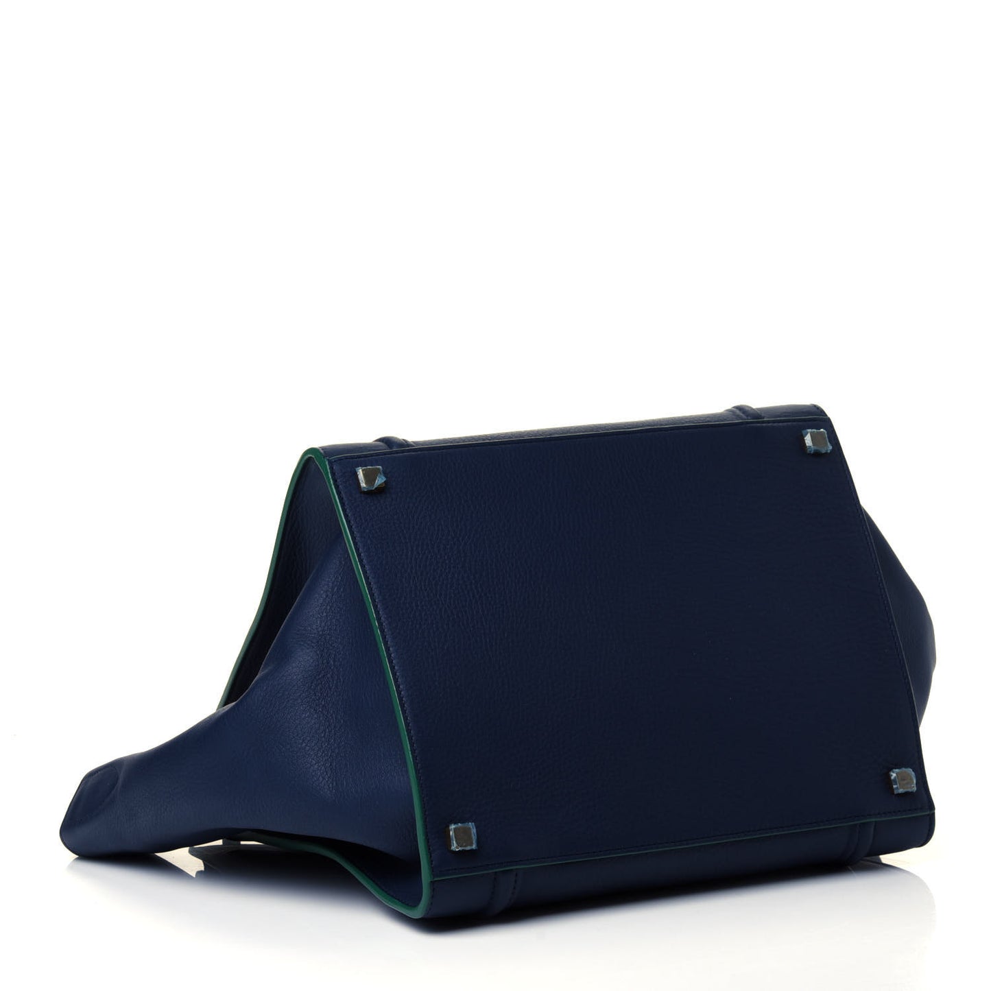 Supple Calfskin Medium Phantom Luggage Navy Blue Green Trim