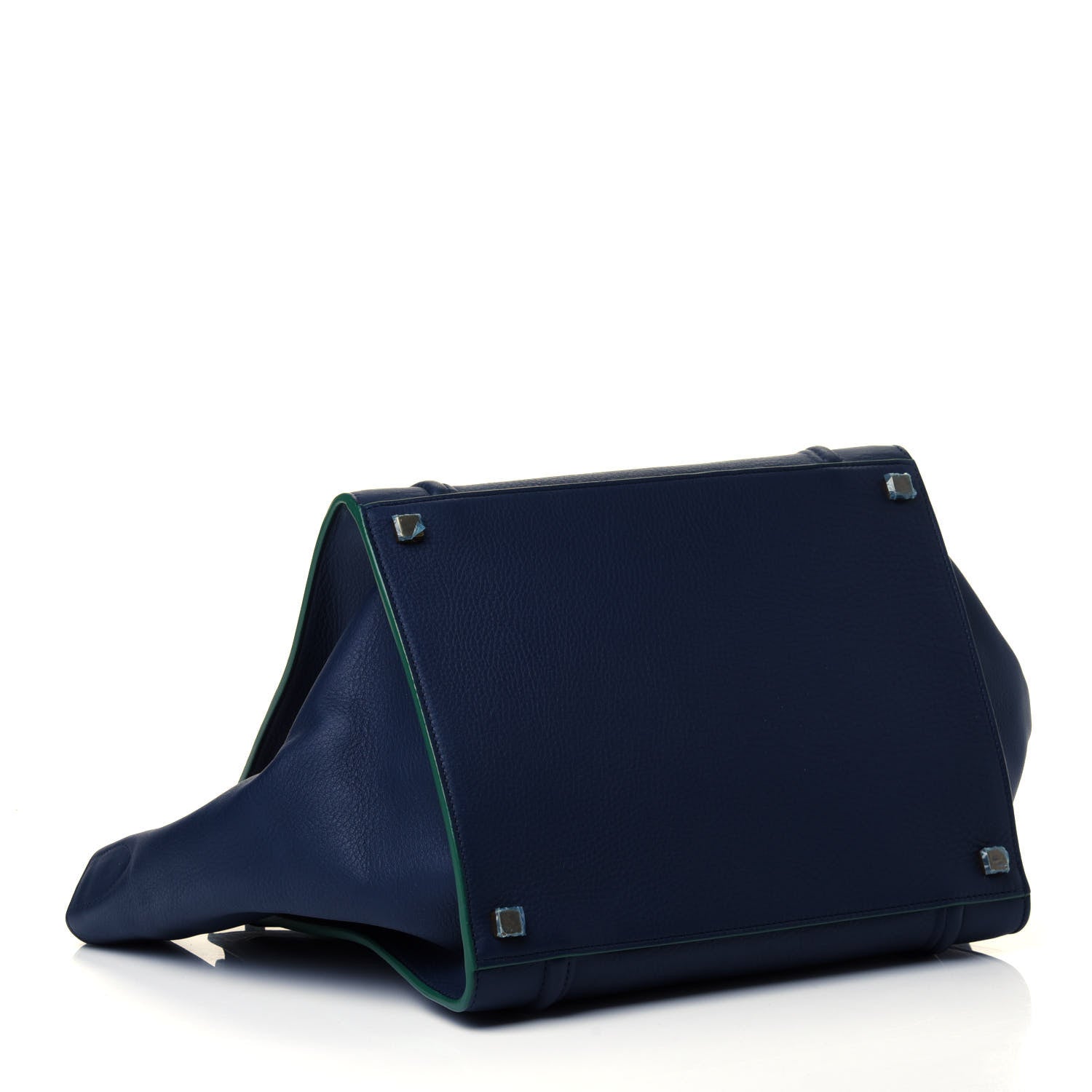 Celine Supple Calfskin Medium Phantom Luggage Navy Blue Green Trim 3 of 4