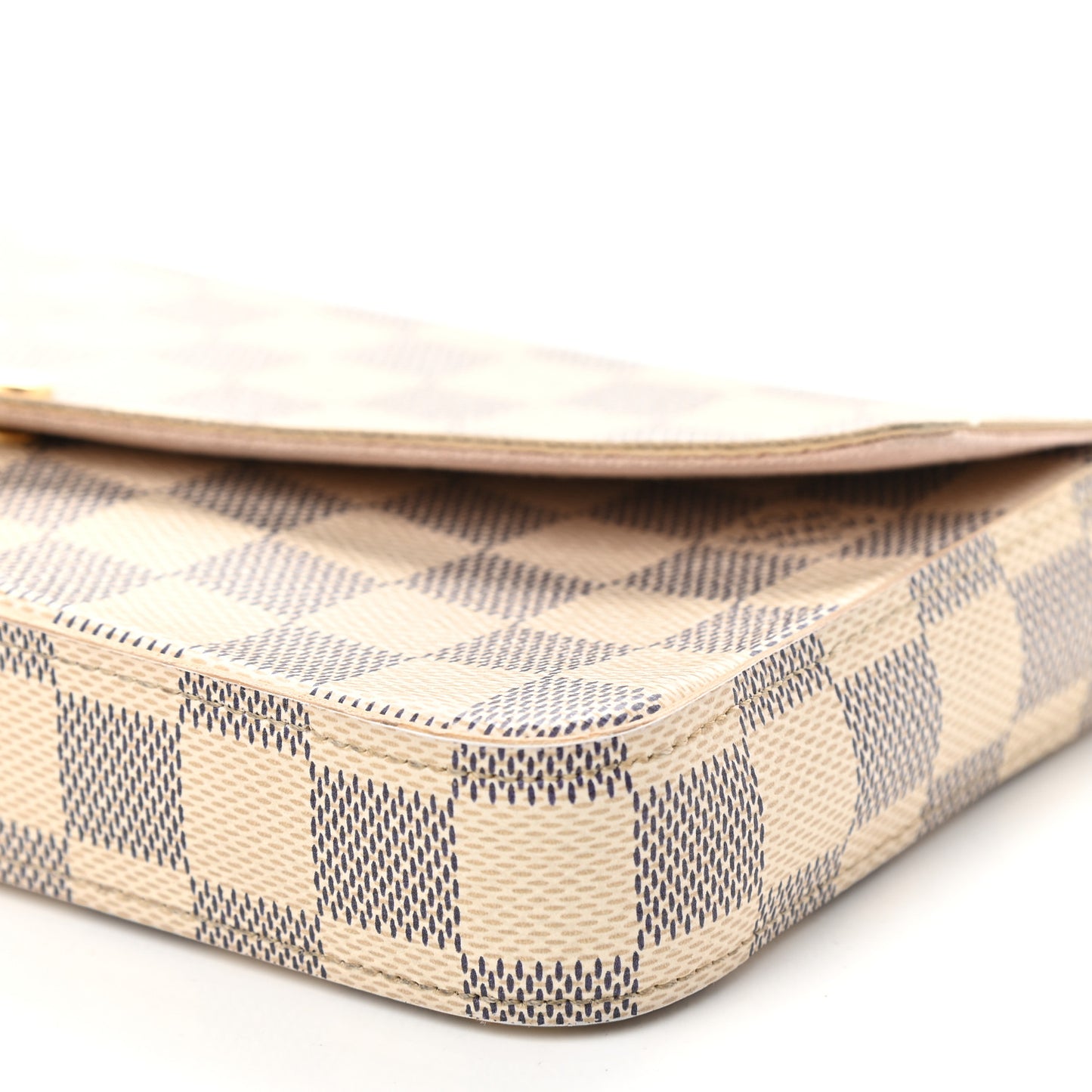 Damier Azur Pochette Felicie Chain Wallet Rose Ballerine