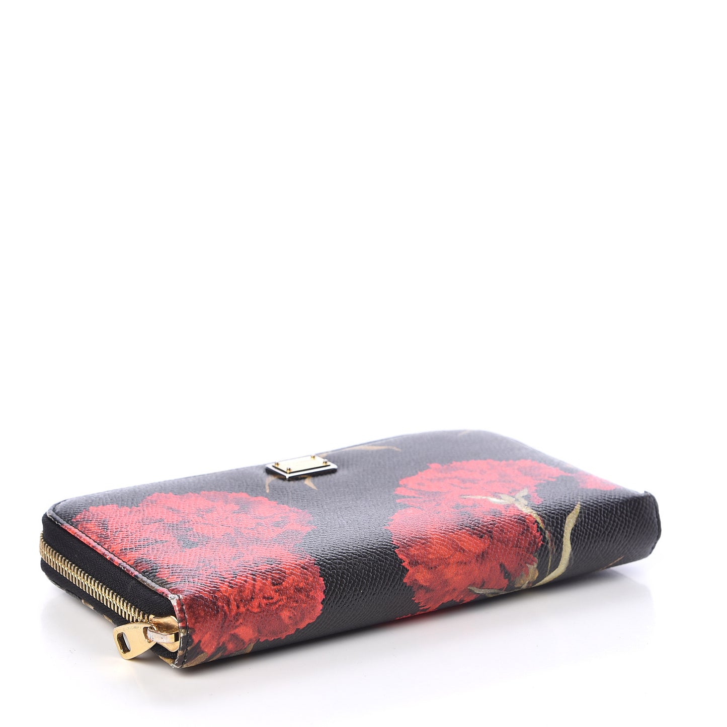 Dauphine Floral Print Zip Around Wallet Red Black