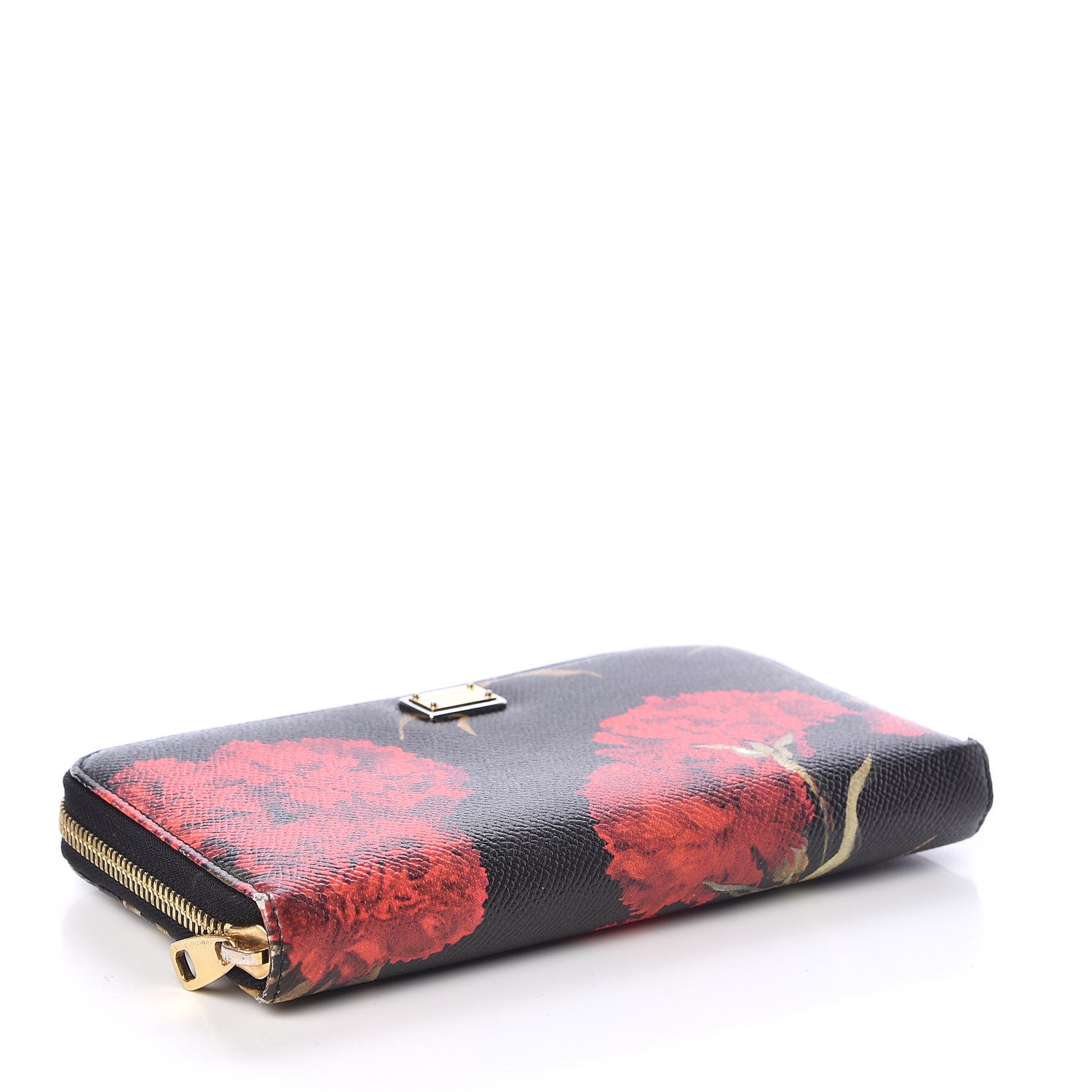 Dolce & Gabbana Dauphine Floral Print Zip Around Wallet Red Black 4 of 10